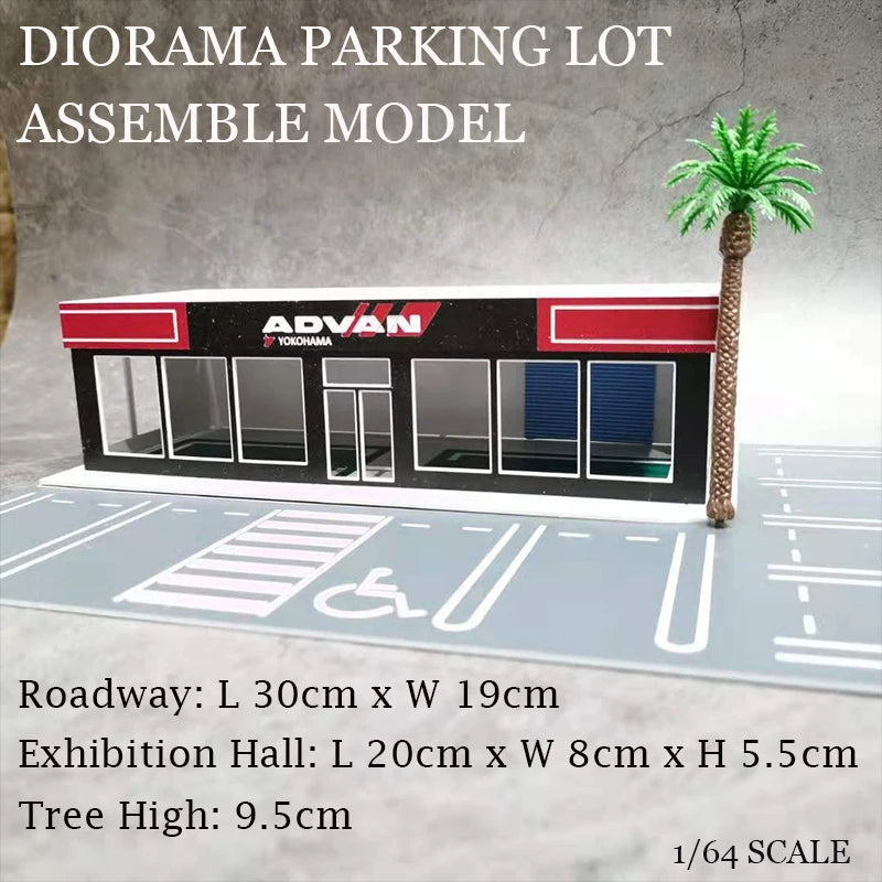 Diorama 1:64 Model Car Roadway Exhibition Hall Display Scenery Vehicle Parking Lot Collection