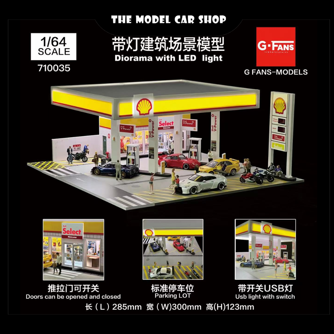 Shell Gas Station by Gfans 1/64 Diorama with Lights