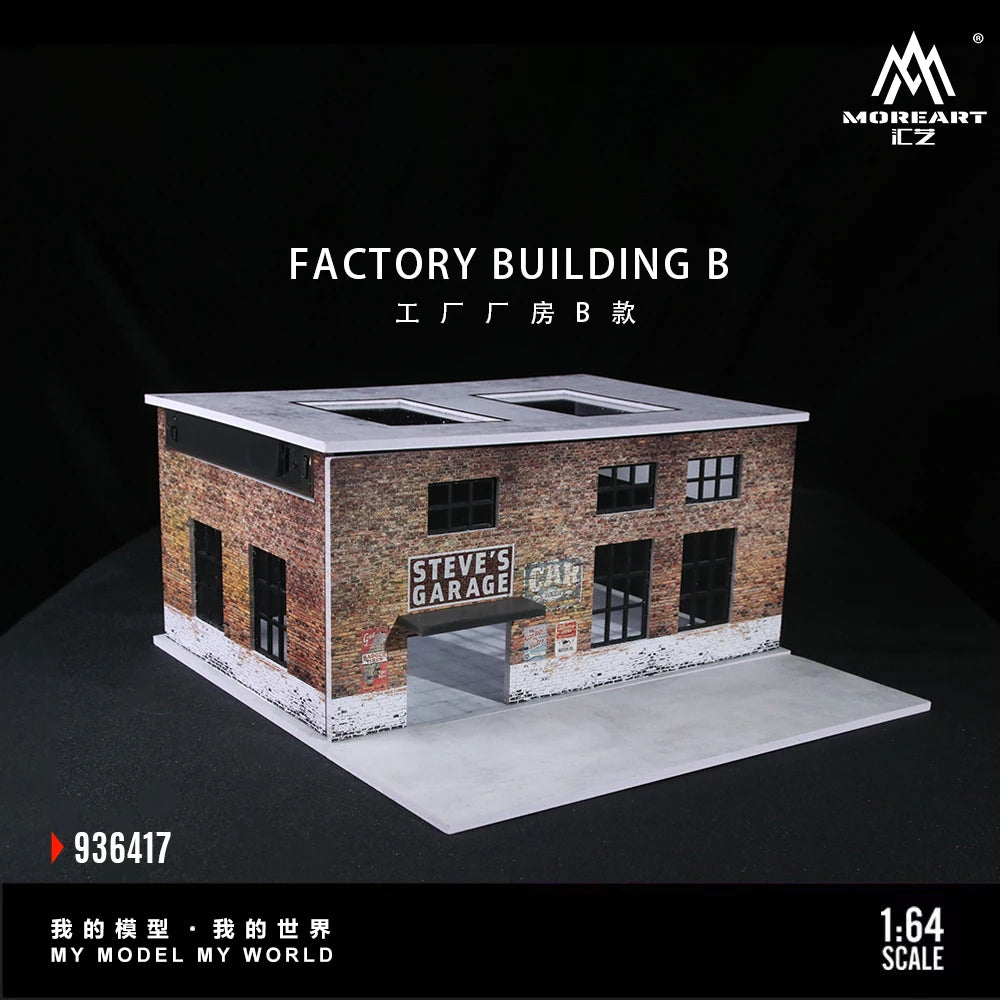 Diorama 1/64 Car Garage Model LED Lighting City Factory Car Parking Lot Scene Building Display Model Toys
