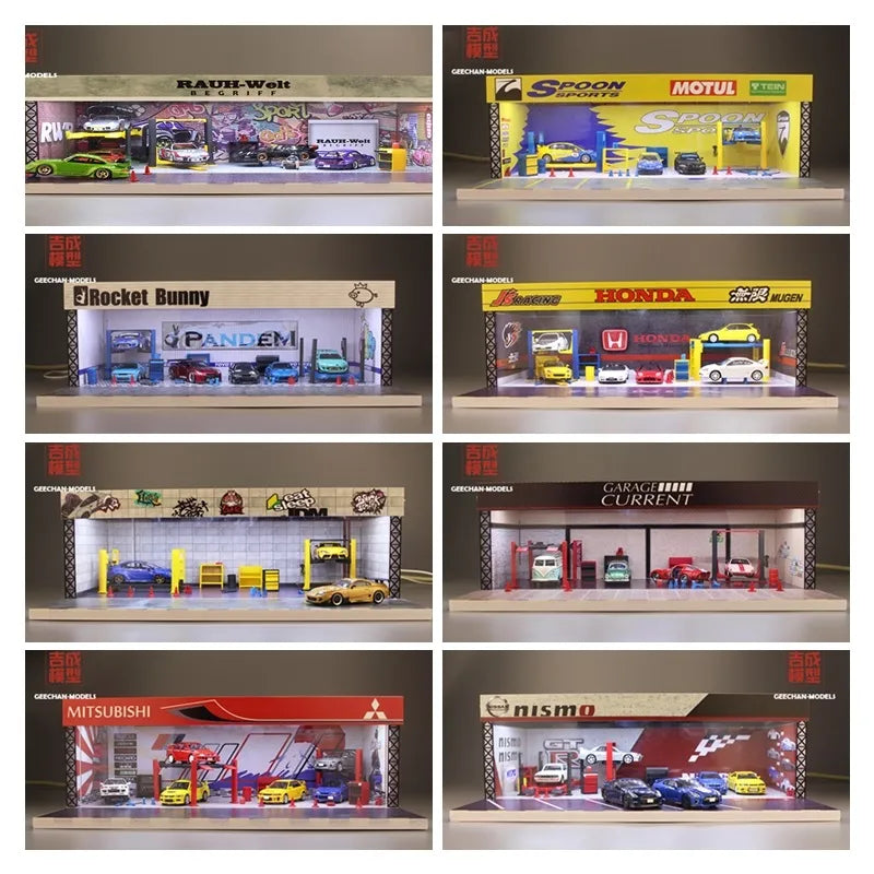GEECHAN 1:64 Assembly Diorama Led lighting Garage RWB/JDM/HONDA/Spoon Sports