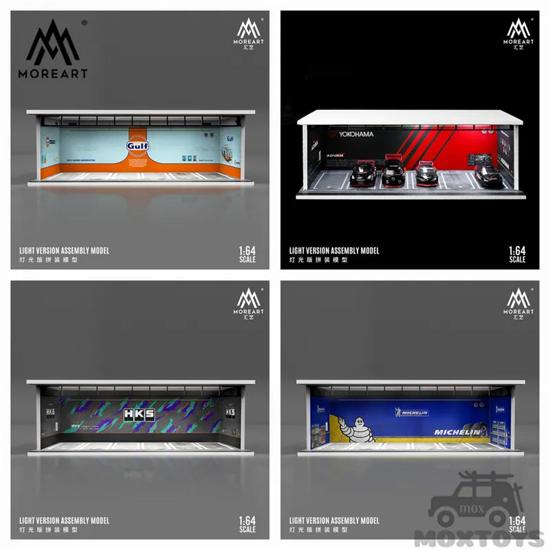 MOREART 1:64 Garage Diorama Model With LED lights GULF ADVAN HKS