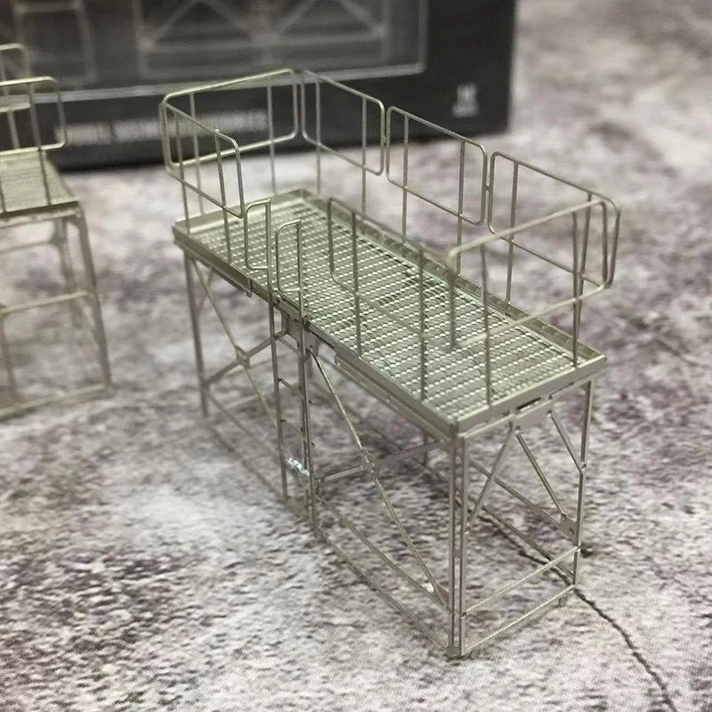 MoreArt 1:64 Metal Ladder Set Display Diorama - Tower Frame Silver Color