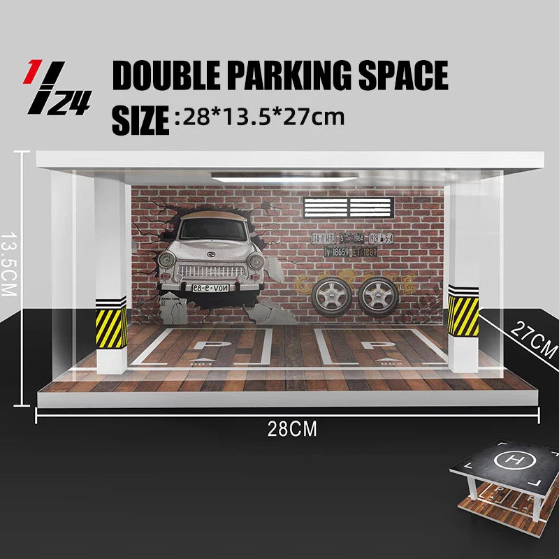 1/32 1/24 1/18 Scale Lighting Parking Lot Assembly Car GarageDiorama