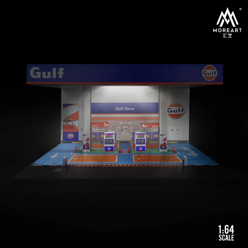 MoreArt 1/64 Car Model Scene Gulf Gas Station Diorama