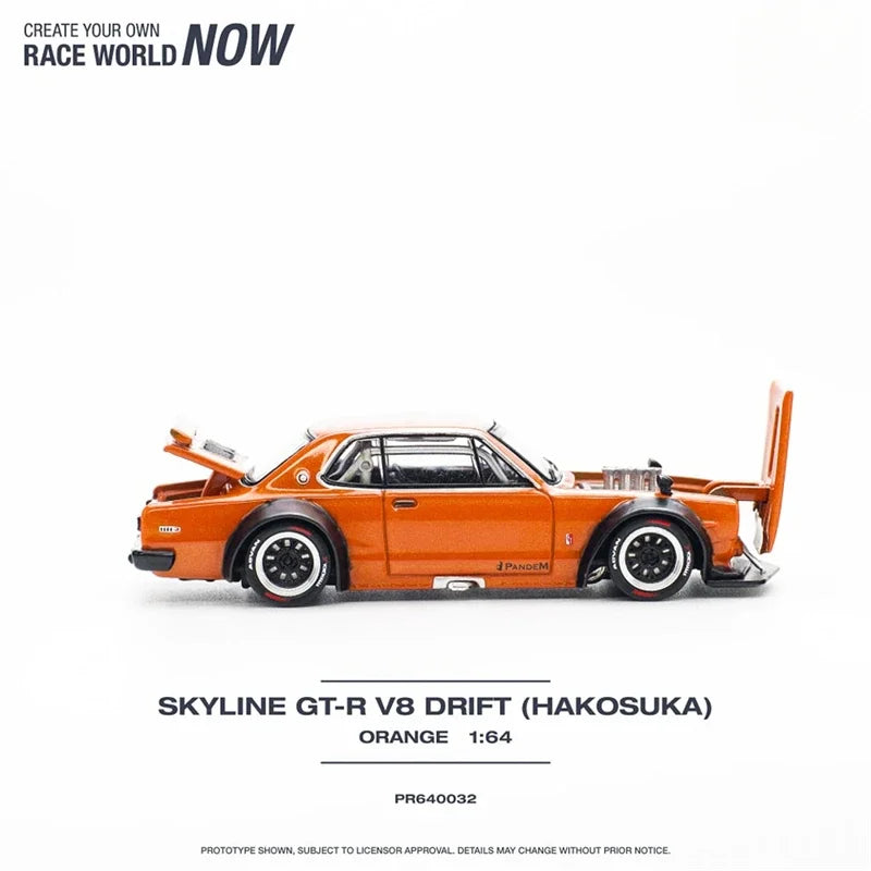 XCartoys x Pop Race 1:64 Skyline 2000 GT-R engine Orange Diecast Model Car