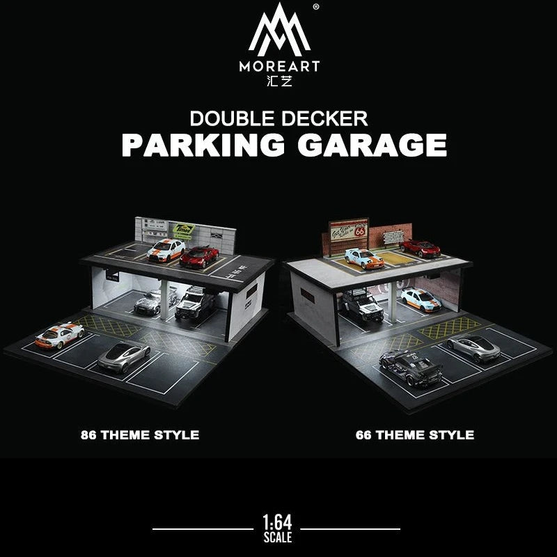 TIMEMICRO&MoreArt 1:64 car model double-decker parking lot Diorama