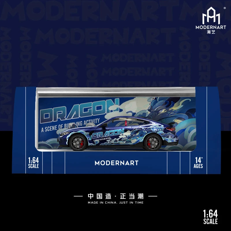 Time Micro 1:64 ModernArt M4 Dragon Tiger Leap painting Luxury with figure Diecast Model Car