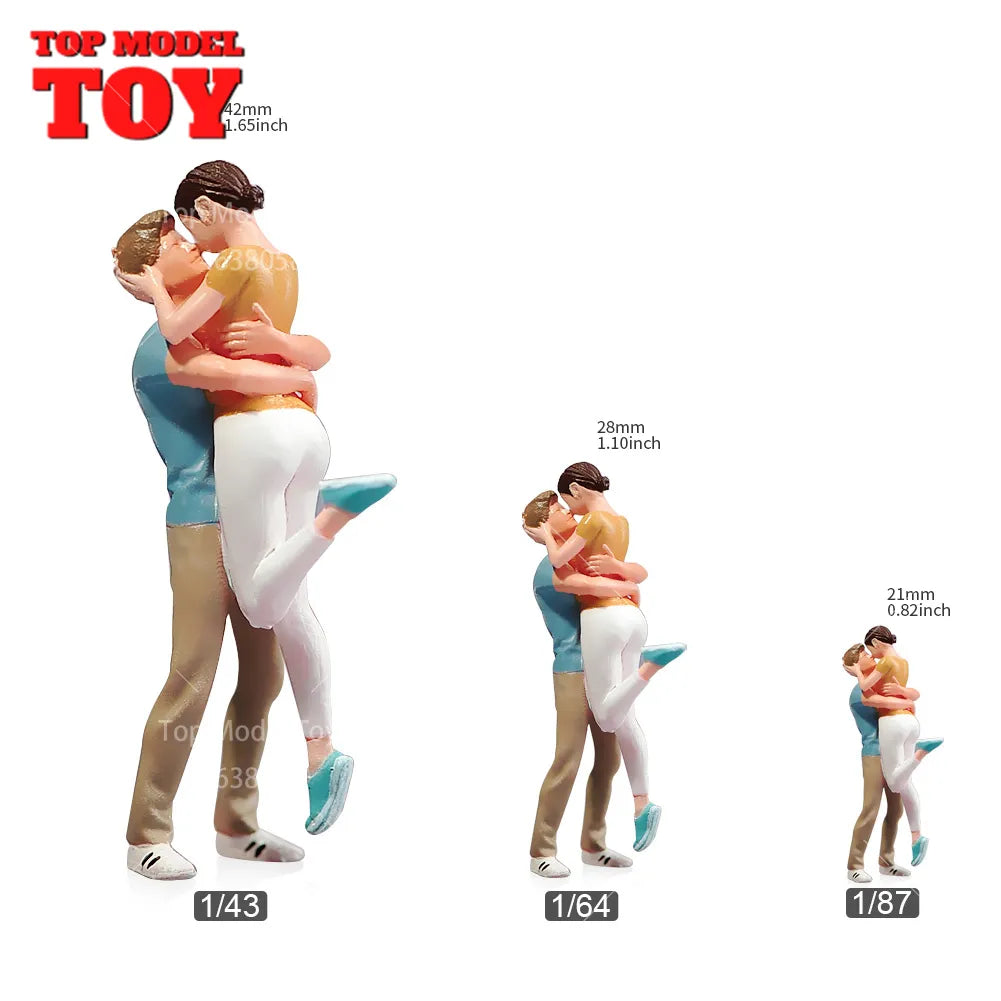 Painted Miniatures 1/64 1/43 1/87 Sweet Kissing Couples Male Female Scene Figure