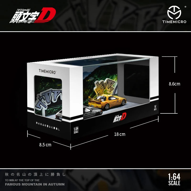 TIMEMICRO 1:64 Initial D cartoon painting AE86 & Mazda RX-7 Diecast Model Car