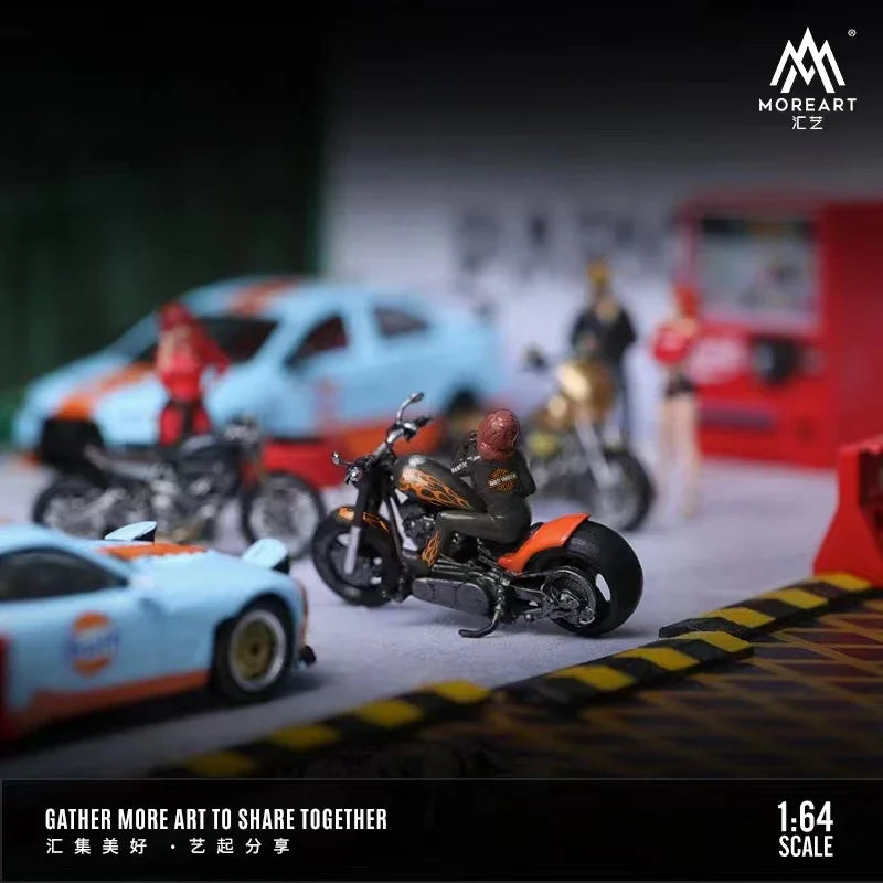 MoreArt 1:64 Resin Figure Flaming Motorcycle Girl Display