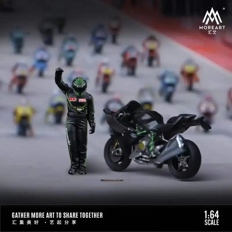 MoreArt 1:64 Kawasaki motos Racer figure set