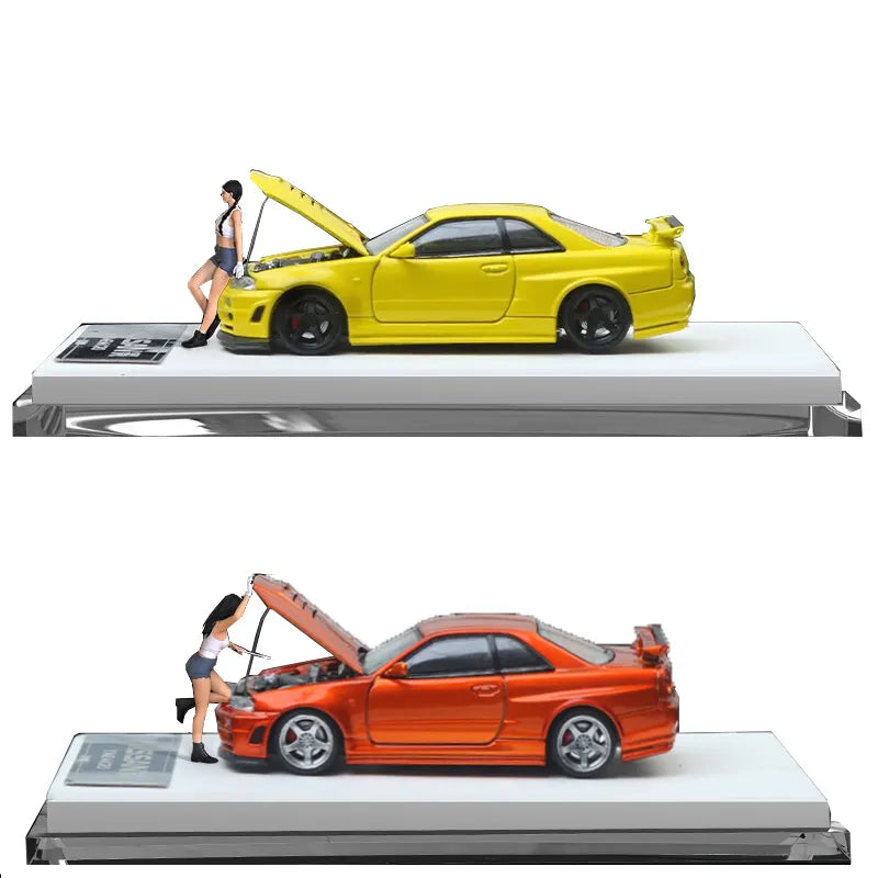 TIME MICRO 1:64 Nissan Gtr34 Open Cover Limited Edition Diecast Car Model