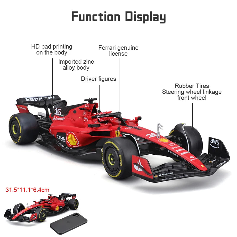 Bburago 1:18 2023 Ferrari SF23 F1-75 75th Anniversary #16 Charles Leclerc #55 Carlos Sainz Diecast Model