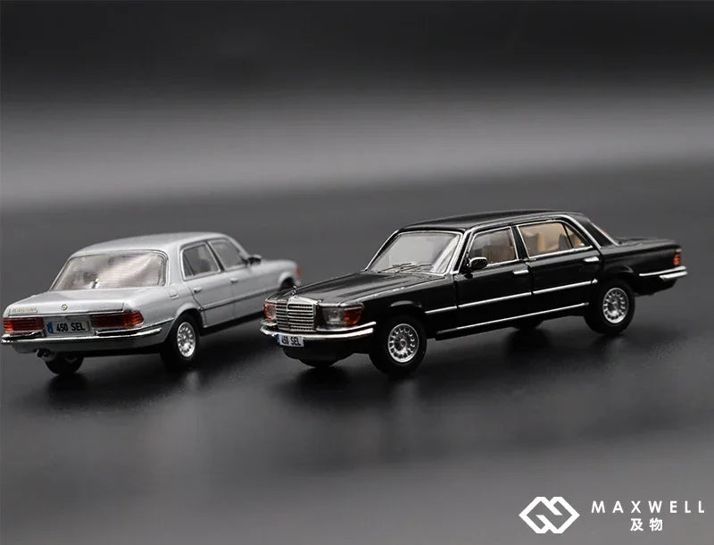 MaxWell 1:64 1976 S 450SEL W116 Silver / White / Black limited699 Diecast Model Car