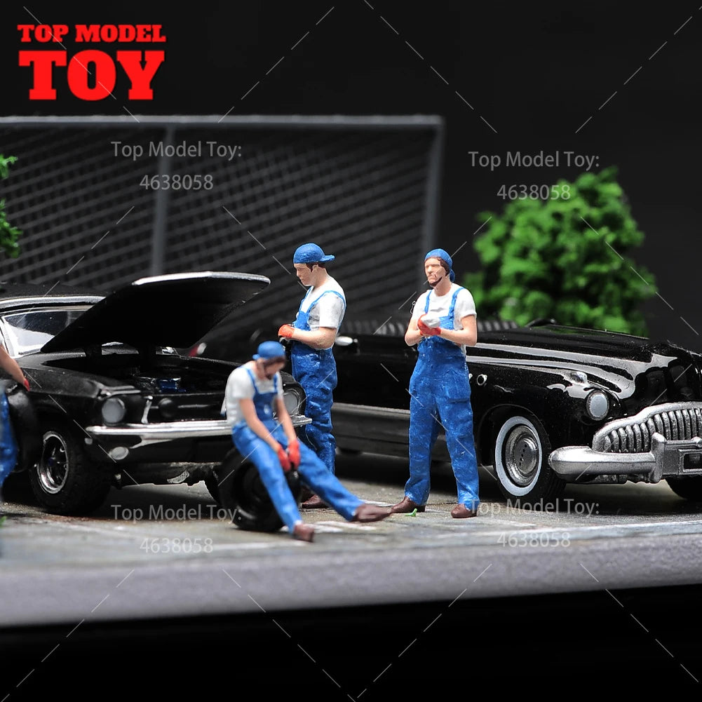 Painted Miniatures 1/64 1/43 1/87 Motor Mechanic Carry Tire Male Figures