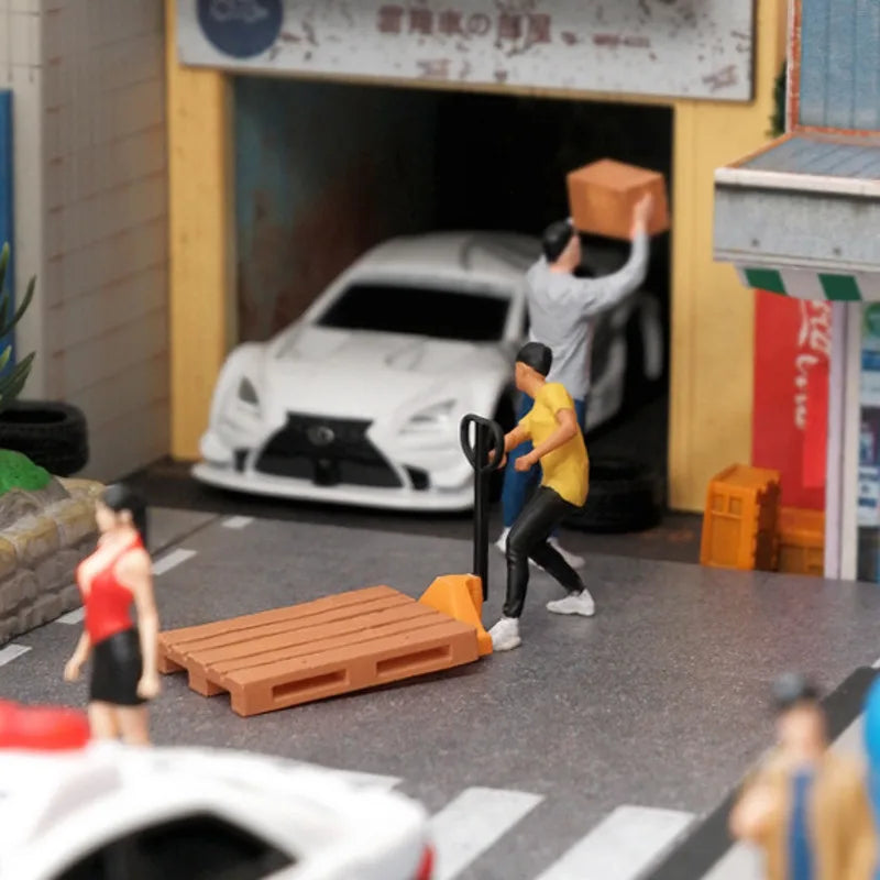 1/64 Pulling Cart Boy Resin Figure