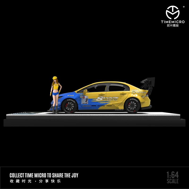 Time Micro 1:64 Honda Civic Spoon Racing Modified wide-body Diecast Model Car