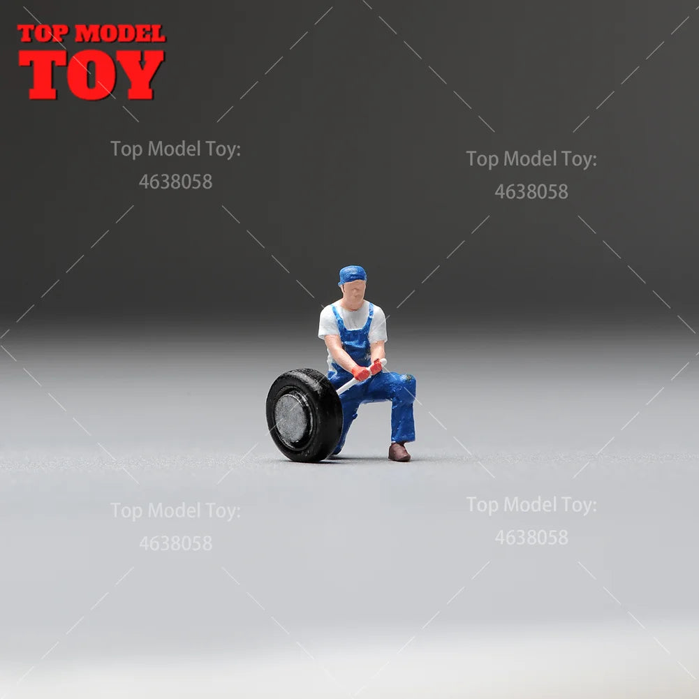 Painted Miniatures 1/64 1/43 1/87 Motor Mechanic Carry Tire Male Figures