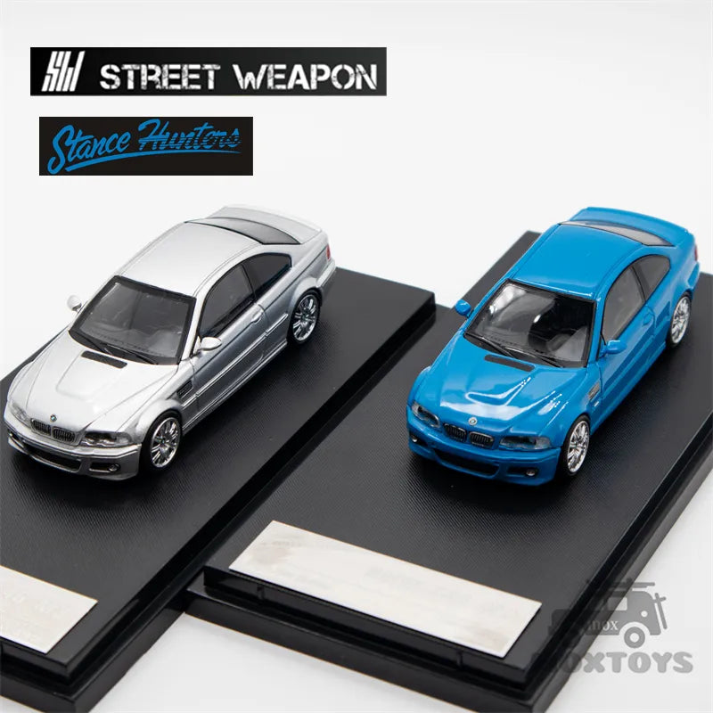 Stance Hunters x Street Weapon 1:64 E46 M3 CSL Blue / Silver Diecast Model Car