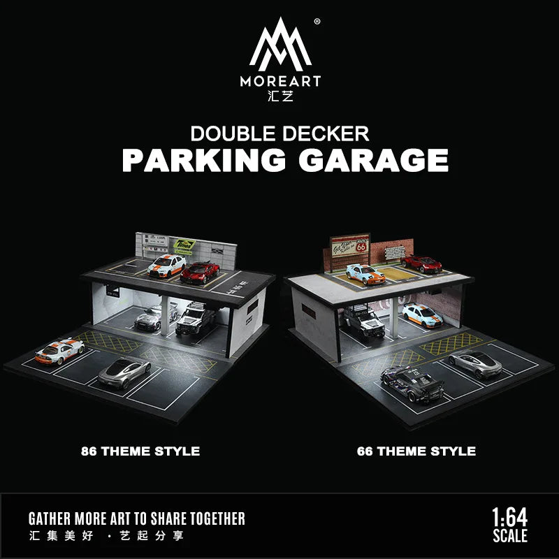 TIMEMICRO&MoreArt 1:64 car model double-decker parking lot Diorama