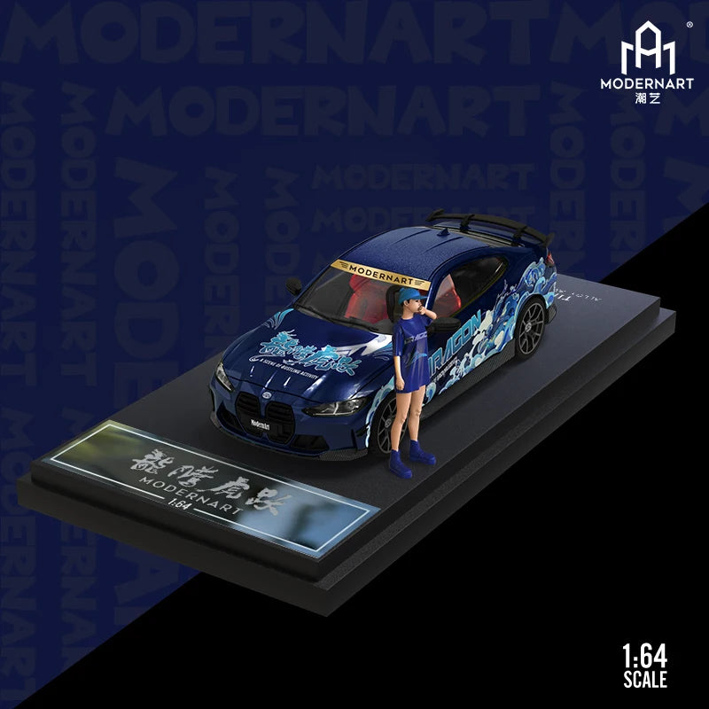 Time Micro 1:64 ModernArt M4 Dragon Tiger Leap painting Luxury with figure Diecast Model Car