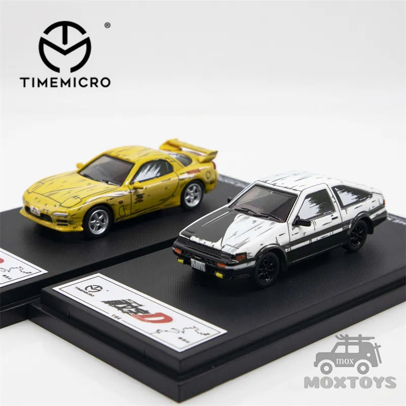 TIMEMICRO 1:64 Initial D cartoon painting AE86 /Mazda RX-7 Diecast Model Car