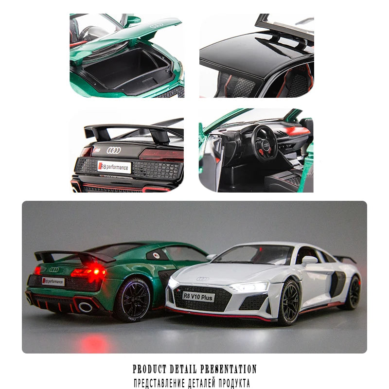 1:24 R8 V10 Plus Sports Car Diecast Model