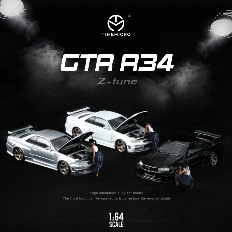 Time Micro 1:64 Nissan GTR R34 Z-Tune Diecast-Openable Hood Diecast Model Car Fast & Furious