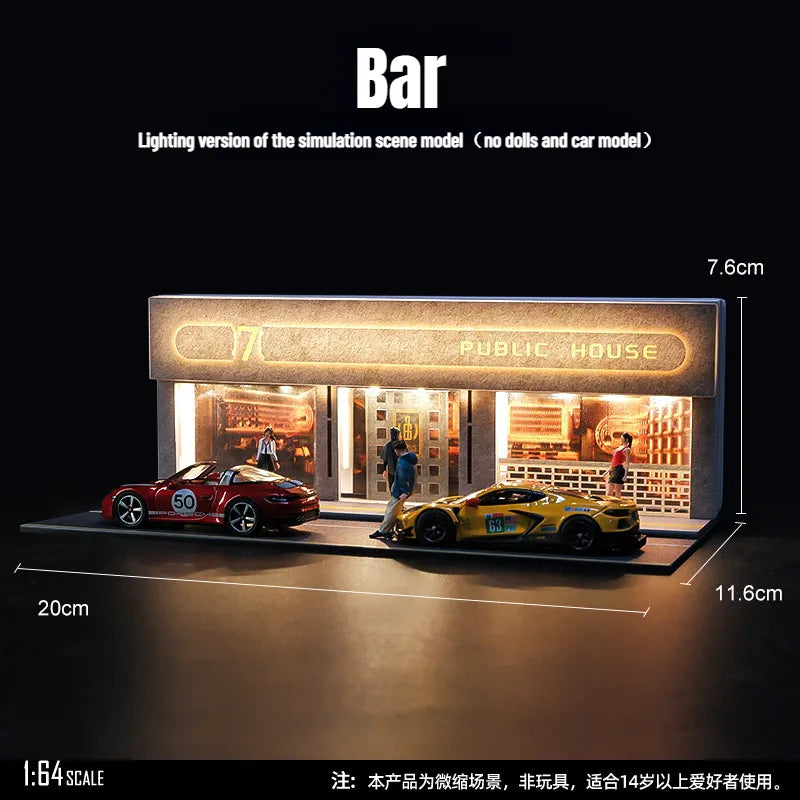 Diorama garage scale 1:18 with led light