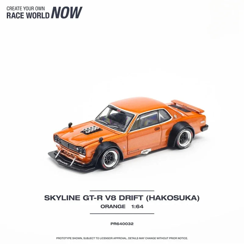 XCartoys x Pop Race 1:64 Skyline 2000 GT-R engine Orange Diecast Model Car