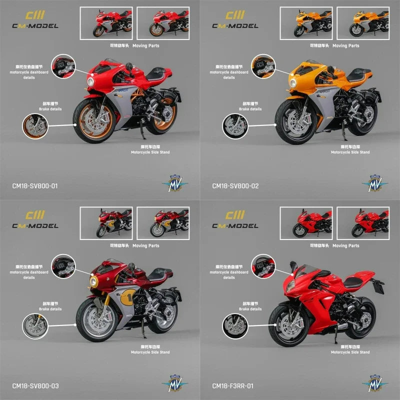 CM MODEl 1:18 MV Agusta F3Rosso / Superveloce 800 2022 Diecast MODEL Motorcycle