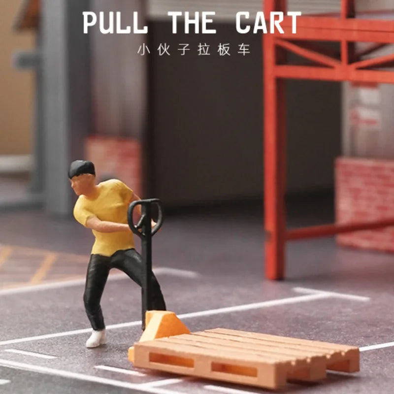 1/64 Pulling Cart Boy Resin Figure