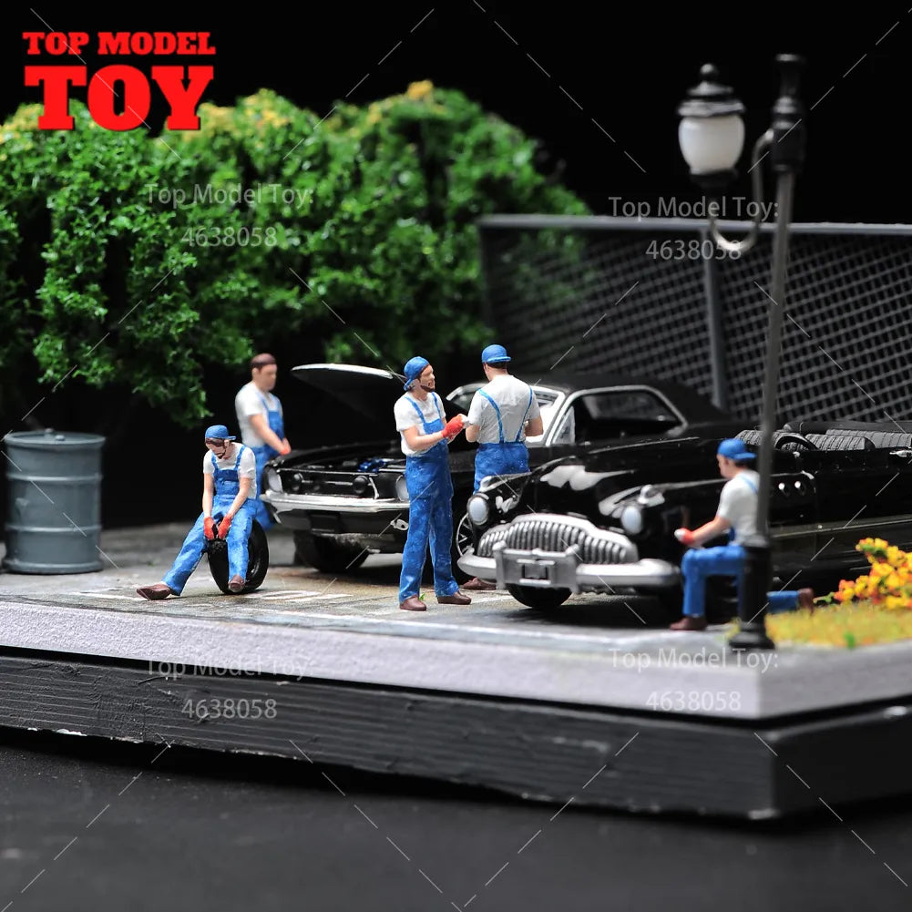 Painted Miniatures 1/64 1/43 1/87 Motor Mechanic Carry Tire Male Figures