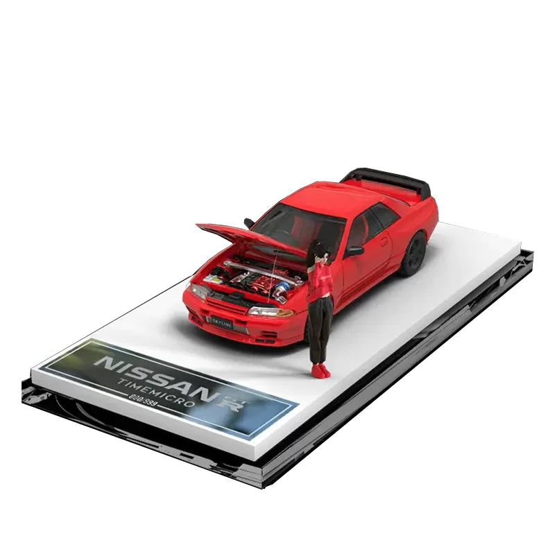 TIME MICRO 1:64 Nissan Gtr32 Midnight Purple/Metallic Silver/Metallic Red Open Cover Limited Edition Diecast Model