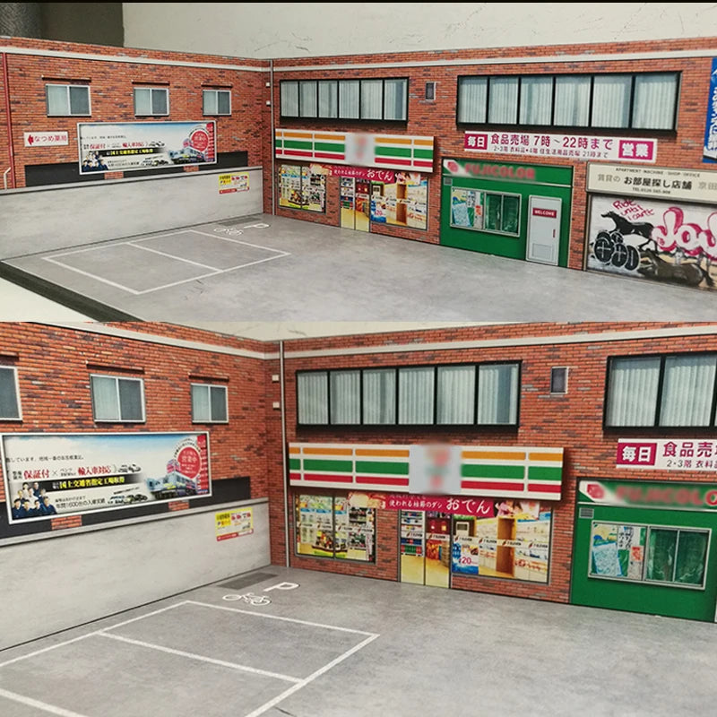 Diorama 1:64 Model Car Parking Lot Station Scenery Vehicle Garage Display Gifts