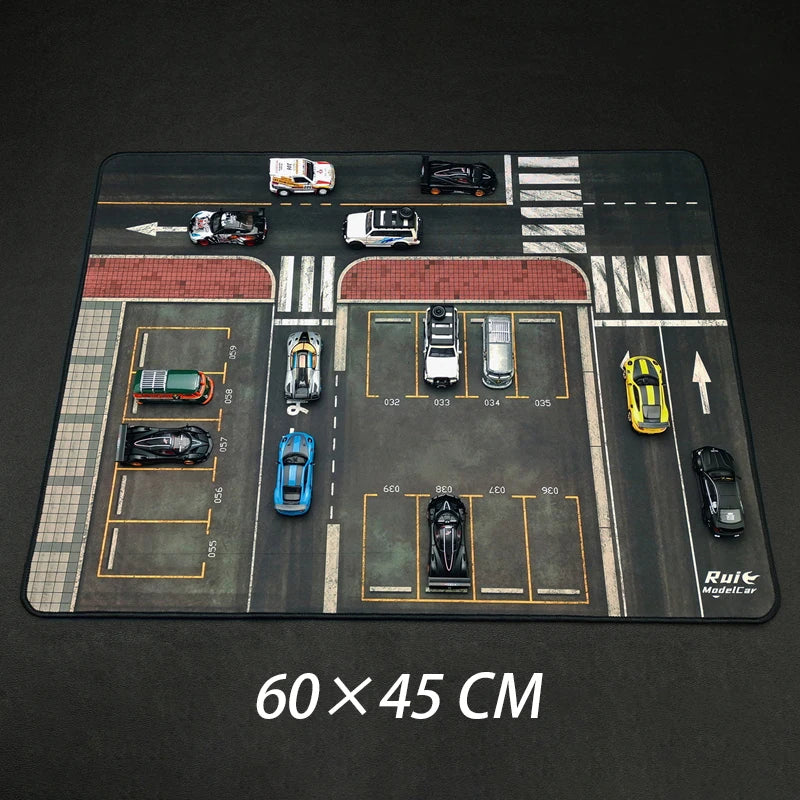 1:64 Scale Model Large Road Scene Parking Lot Mat Diorama