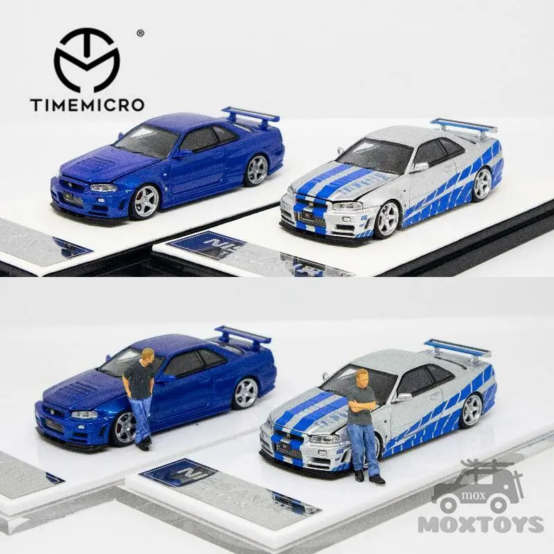 TIME MICRO 1:64 Nissan Gtr R34 open cover Fast & Furious car Diecast Model Car