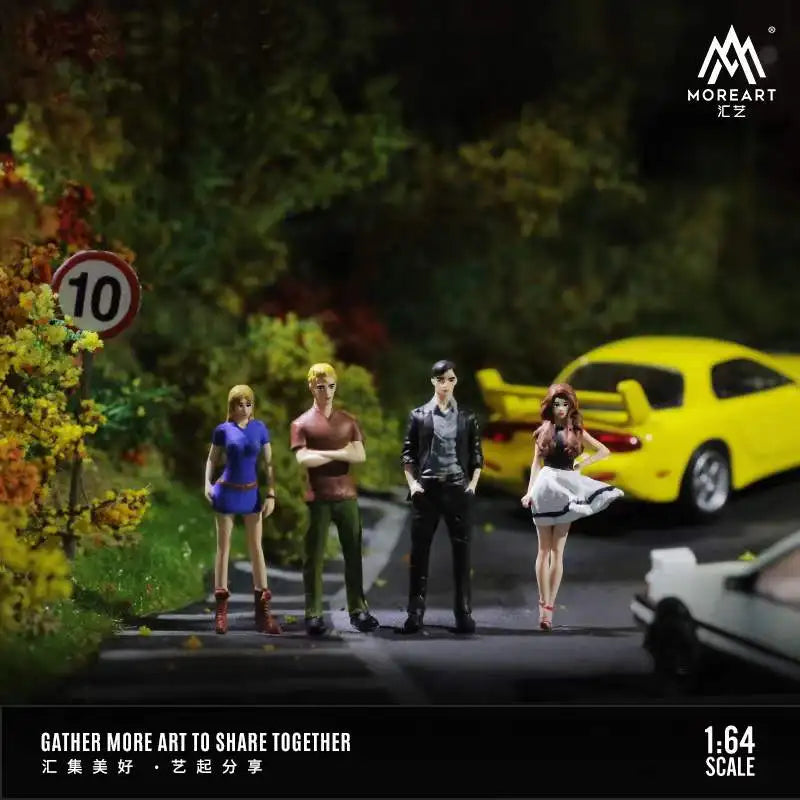 MoreArt 1:64 Initial D Animation Ver Figures four dolls set