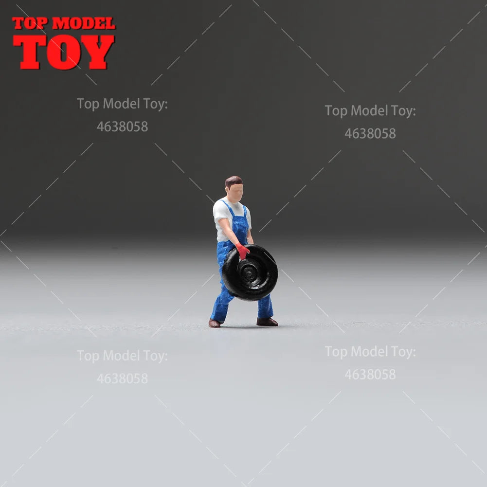 Painted Miniatures 1/64 1/43 1/87 Motor Mechanic Carry Tire Male Figures