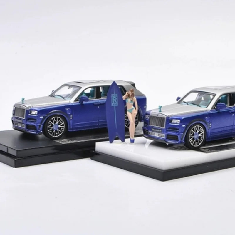 TIME MICRO 1:64 Rolls-Royce Cullinan Blue w Silver Roof Diecast Model Car Collection