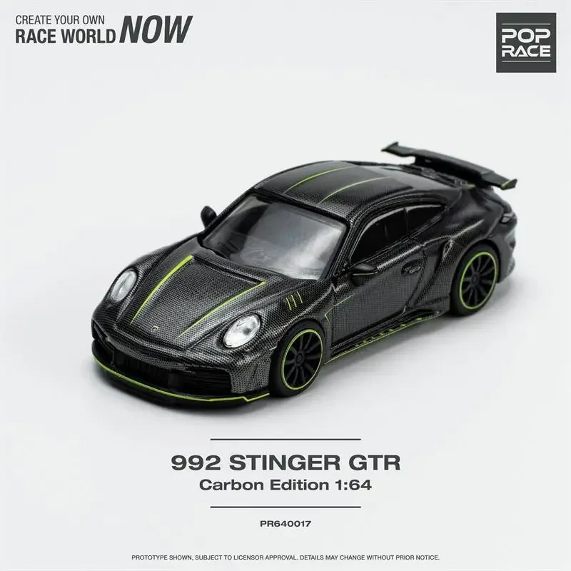 POP RACE 1:64 992 STINGER GTR CARBON EDITION Black Diecast Model Car