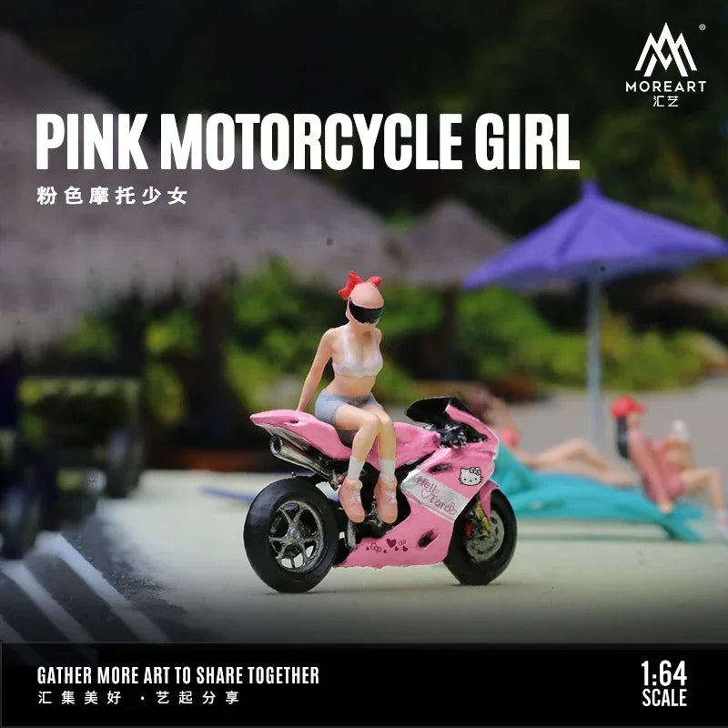 TIME MICRO MoreArt 1:64 Pink motorcycle girl figure set