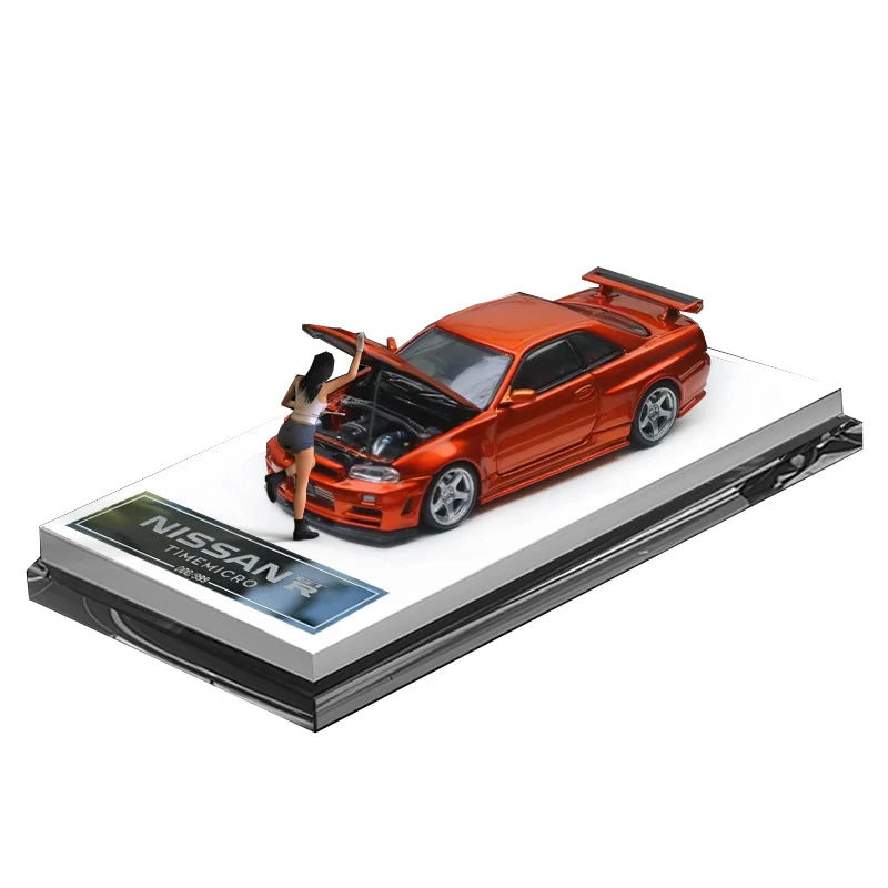 TIME MICRO 1:64 Nissan Gtr34 Open Cover Limited Edition Diecast Car Model