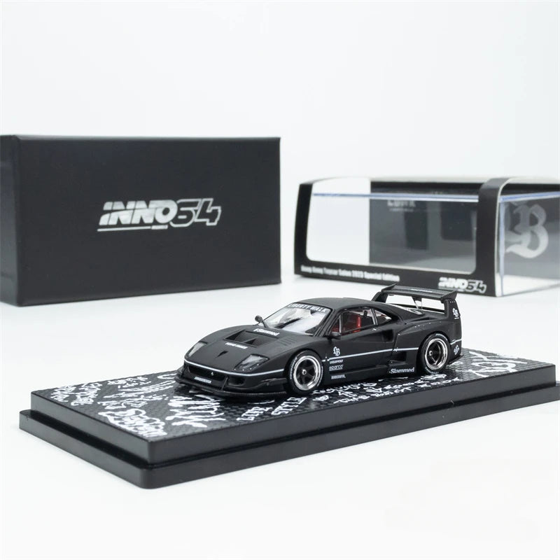 INNO 1:64 Liberty Walk F40 Matte Black Hong Kong TOYCAR SALON 2023 Diecast Car