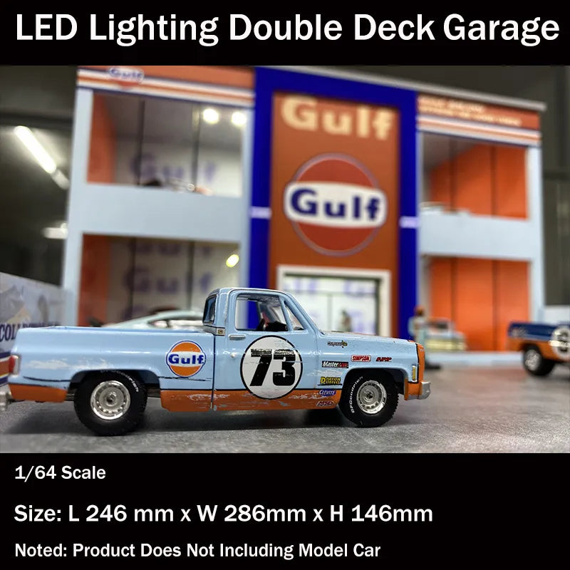 Assemble Diorama 1:64 LED Lighting Double Deck Garage Model Car Station Parking Lot - Gulf Coating