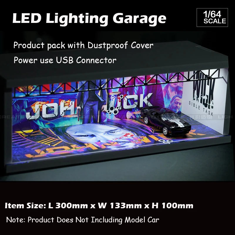 Assemble Diorama 1:64 Model Car Garage LED Lighting USB Connector 2 Versions