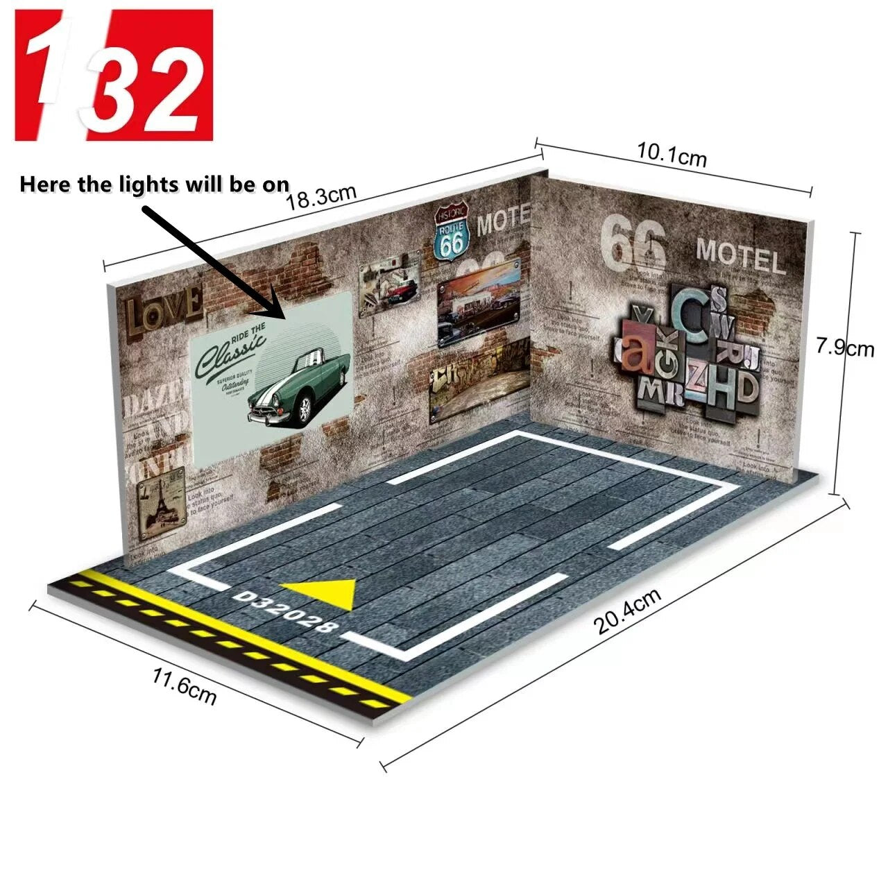 1/32 LED Garage Model Diorama