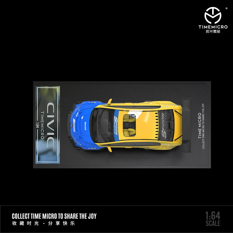 Time Micro 1:64 Honda Civic Spoon Racing Modified wide-body Diecast Model Car