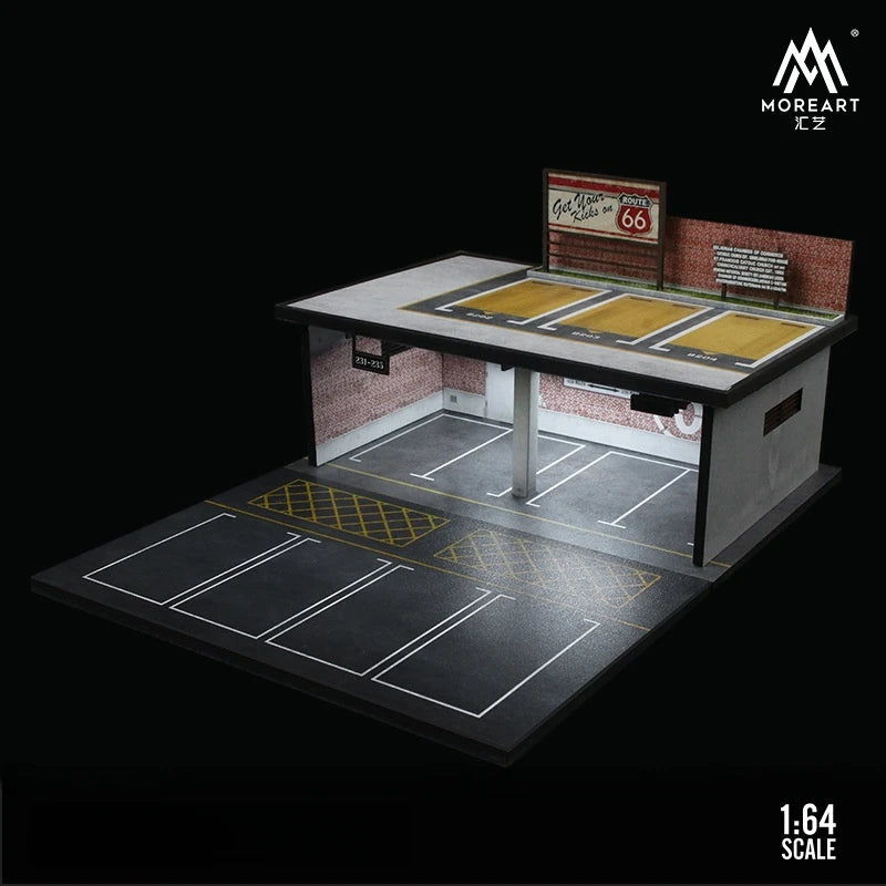 TIMEMICRO&MoreArt 1:64 car model double-decker parking lot Diorama