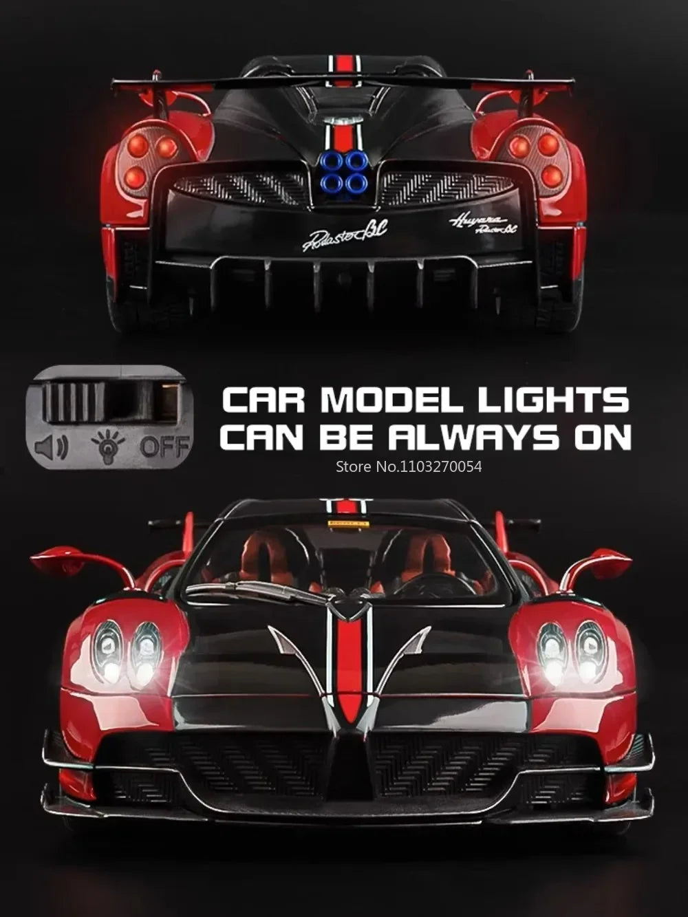 Large 1/18 Toy Car Model Pagani Huayra Diecast Car Model